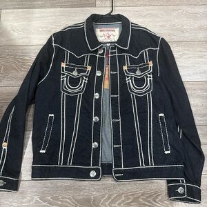 True Religion Black Jacket with White Stitching